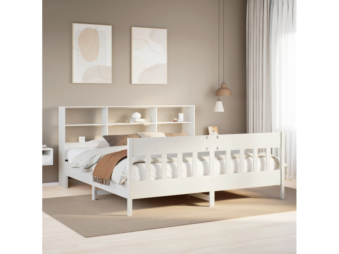 Vidaxl Cama Sem Colchão 180x200 Cm Madeira De Pinho Maciça Branco