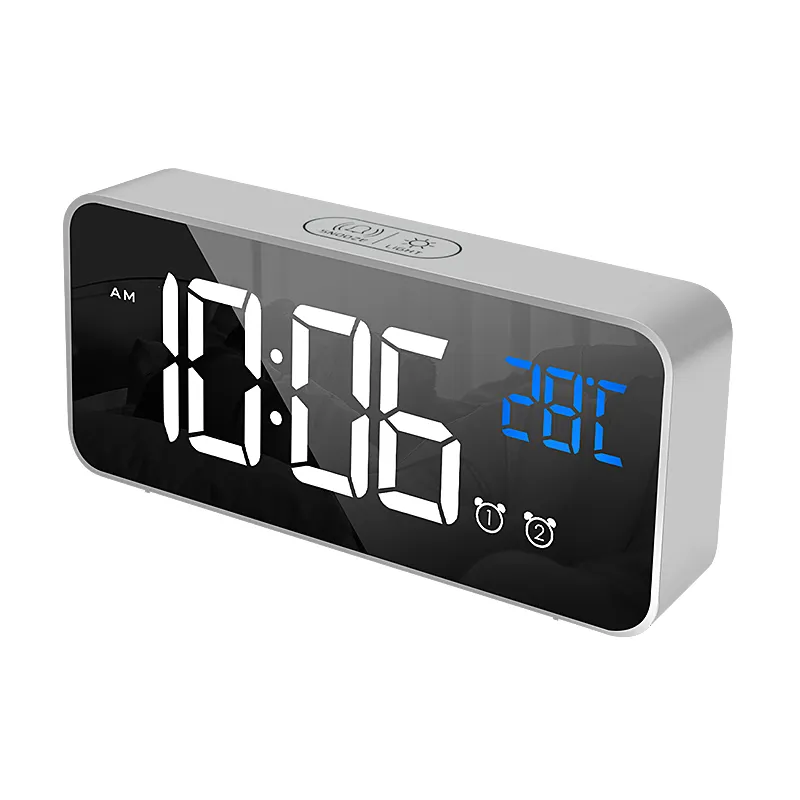 Relógio Digital com Sensor de Temperatura Cinza