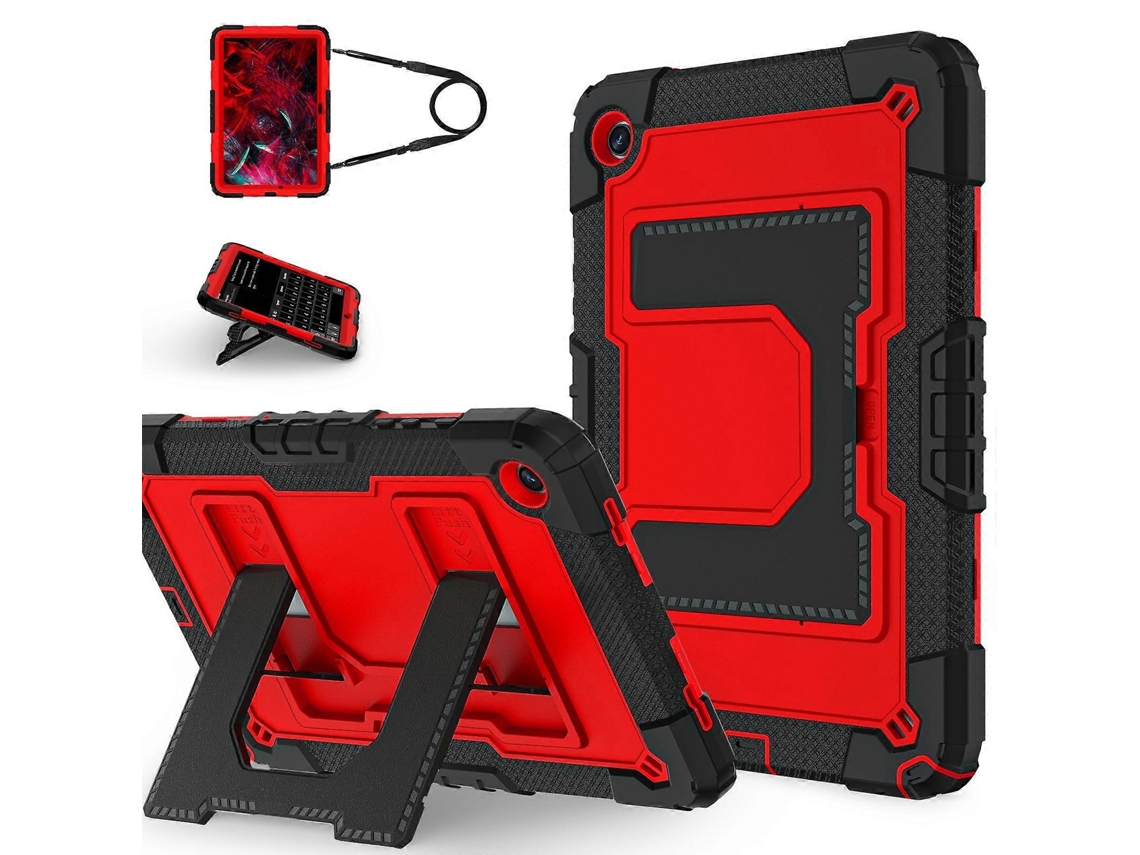 Capa Hengrongshen para Samsung Galaxy Tab A9, capa de silicone antiderrapante para tablet, preta/vermelha