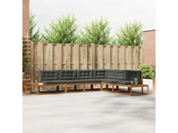 Vidaxl Conjunto De Sofás Para Exterior 6 Unid. Natural E Antracite