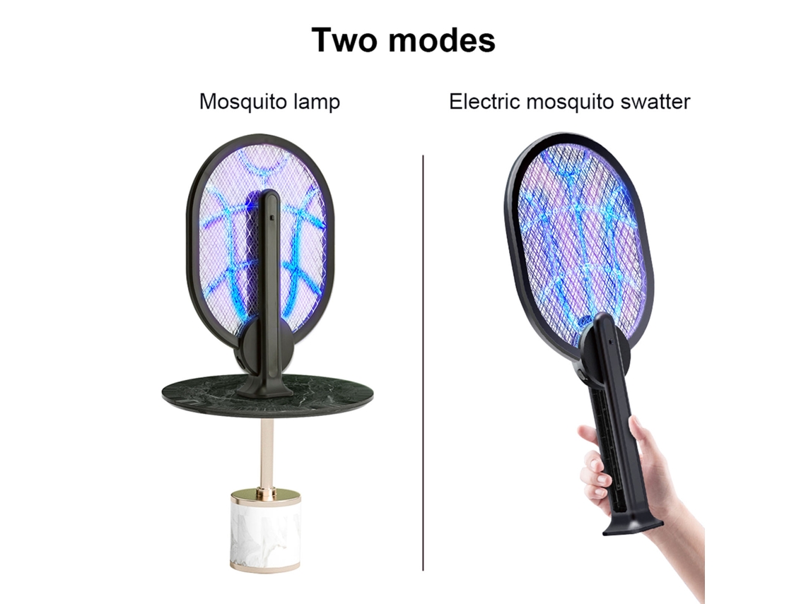 Laxiscreed Vassoura Elétrica Anti-mosquitos Com Lâmpada Telescópica 2 Em 1