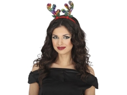 Tiara de rena com lantejoulas multicoloridas