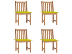 Cadeiras De Jardim C/ Almofadões 4 Pcs Madeira De Teca Maciça Dkd Home Decor