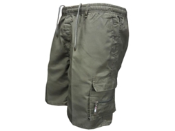 Calças Curtas Cargo Masculinas De Verão Com Cordão, Bolsos Múltiplos E Cintura Elástica Verde Militar