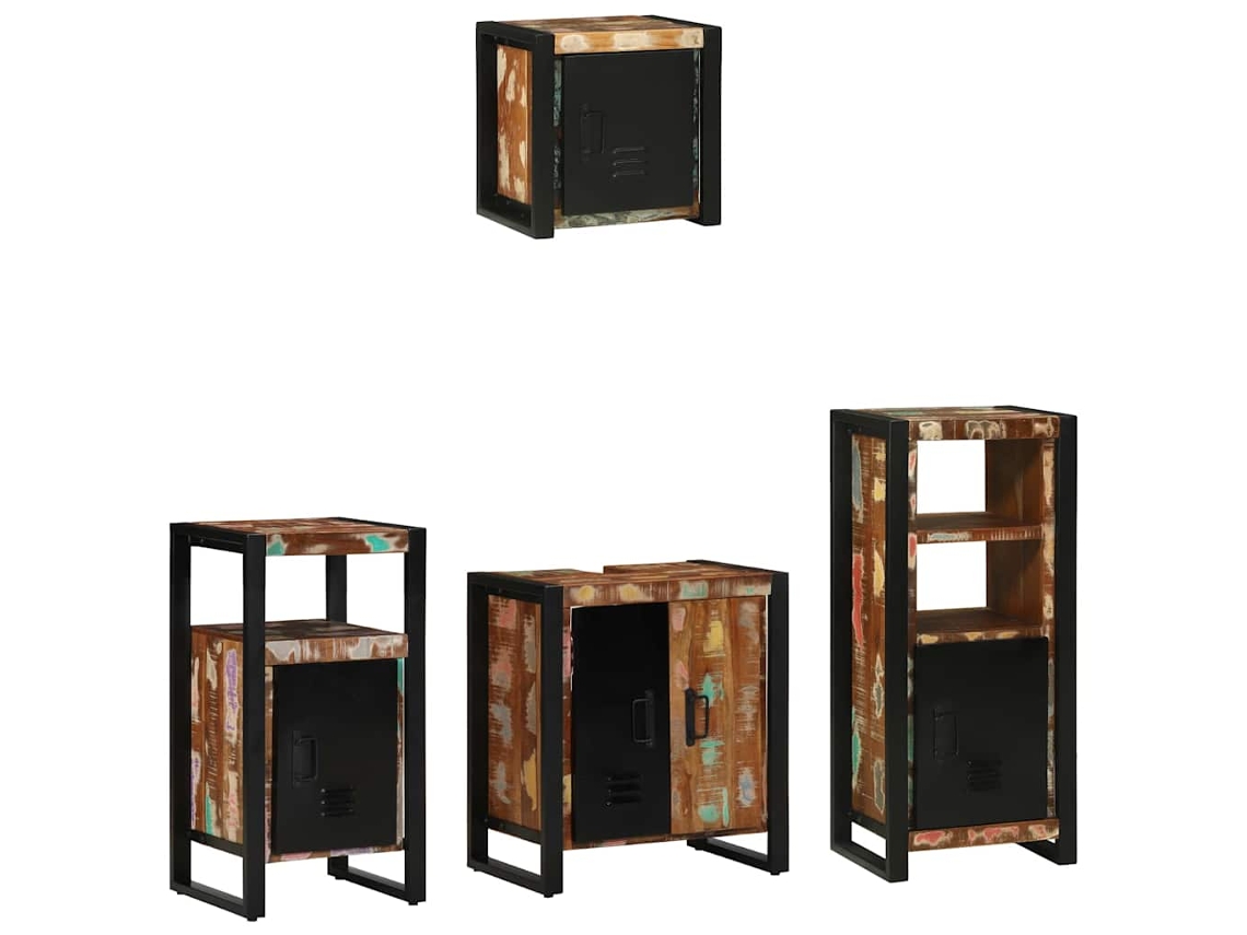 Vidaxl Conjunto De Móveis Para Banheiro 4 Unid. Multicolorido E Preto