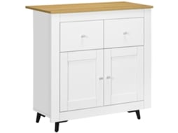 Aparador Melamina de Madeira Cor Branco e Madeira 78x35x80 cm Homcom