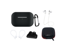 Capa de Silicone Gancho de Orelha Alça de Pescoço Suporte de Pulseira de Relógio Mosquetão para Apple Airpods Pro 2/Airpods Pro 1 Preto