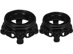 Conjunto De 2-bases Bola Cristal Preta Com Suporte Vazado Para Decoração Casa E Escritório