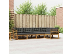 Vidaxl Conjunto De Sofás Para Exterior 5 Unid. Natural E Antracite