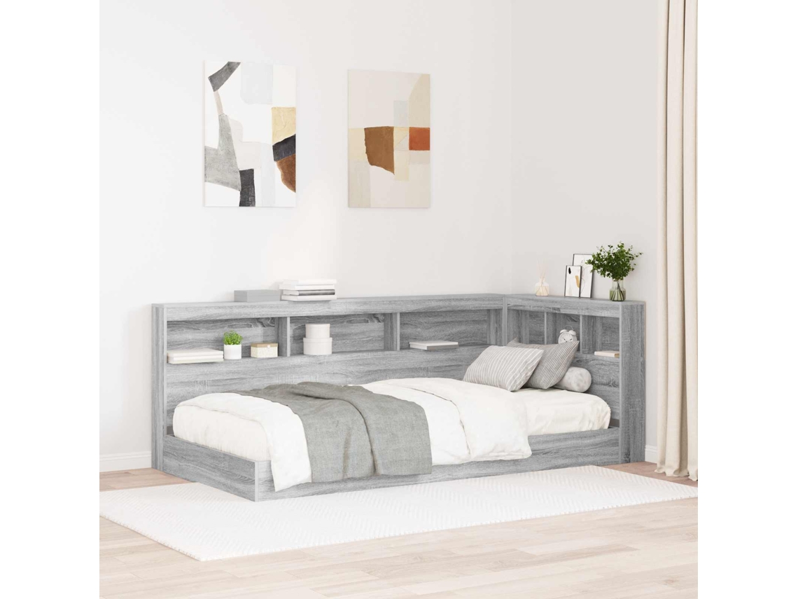 Vidaxl Cabeceira De Armazenamento Com Prateleira Cinza Sonoma 100 Cm