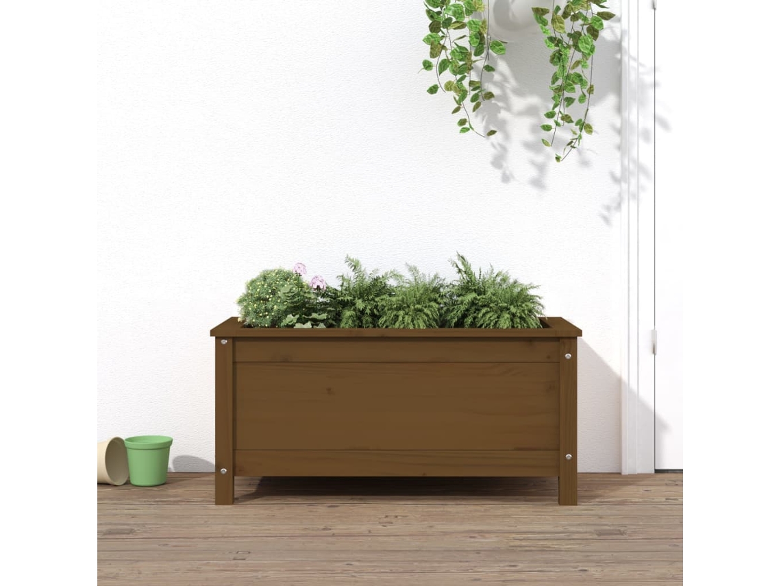 Vidaxl Vaso/floreira De Jardim 82,5x40x39 Cm Pinho Maciço Castanho-mel