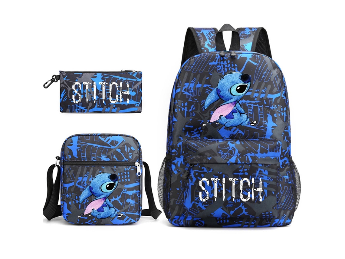 Mochila Escolar Lilo Stitch, Azul Relâmpago Perfeito BRILVIBERA