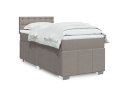 Vidaxl Cama Com Molas/colchão 90x200 Cm Tecido Castanho-acinzentado