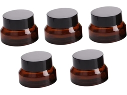 Conjunto De 5 Potes De Vidro Vazios Para Maquiagem Em Formato De Creme Marrom