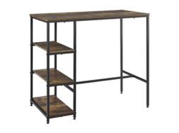 Mesa de Bar Växjö com 3 Prateleiras 100 X 109 X 60 Cm Preto e Efeito de Madeira Escura Tone [EN.CASA]