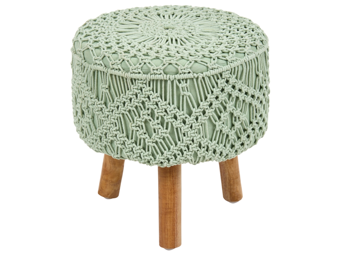 Tamborete De Estilo Boho Beliani Manzai De Algodão Verde Claro 40x40x44