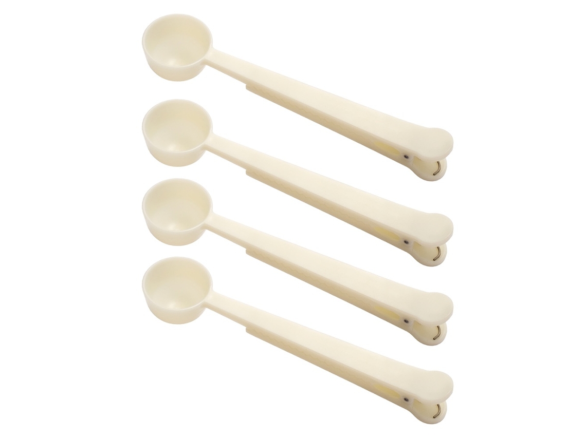 Elysve Colher Medidora De Plástico Selante Clipe Branco Pack De 4