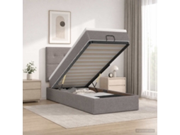 Vidaxl Cama Ottoman Com Colchão Cinzento-acastanhado 90 X 190 Cm