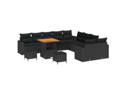 Conjunto 13 Móveis De Jardim Vidaxl Preto Vime Pe (80 X 80 X 71 Cm)