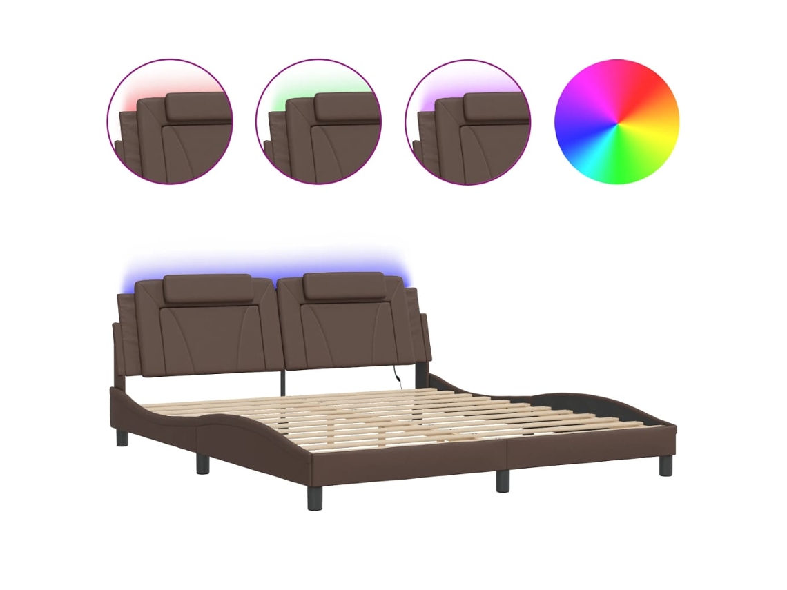 Estrutura de Cama Viana com Led Sem Colchão Castanho 180x200 cm MAISON EXCLUSIVE