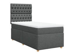 Cama com Molas/Colchão 80x200 Cm em Tecido Cinzento Escuro MAISON EXCLUSIVE