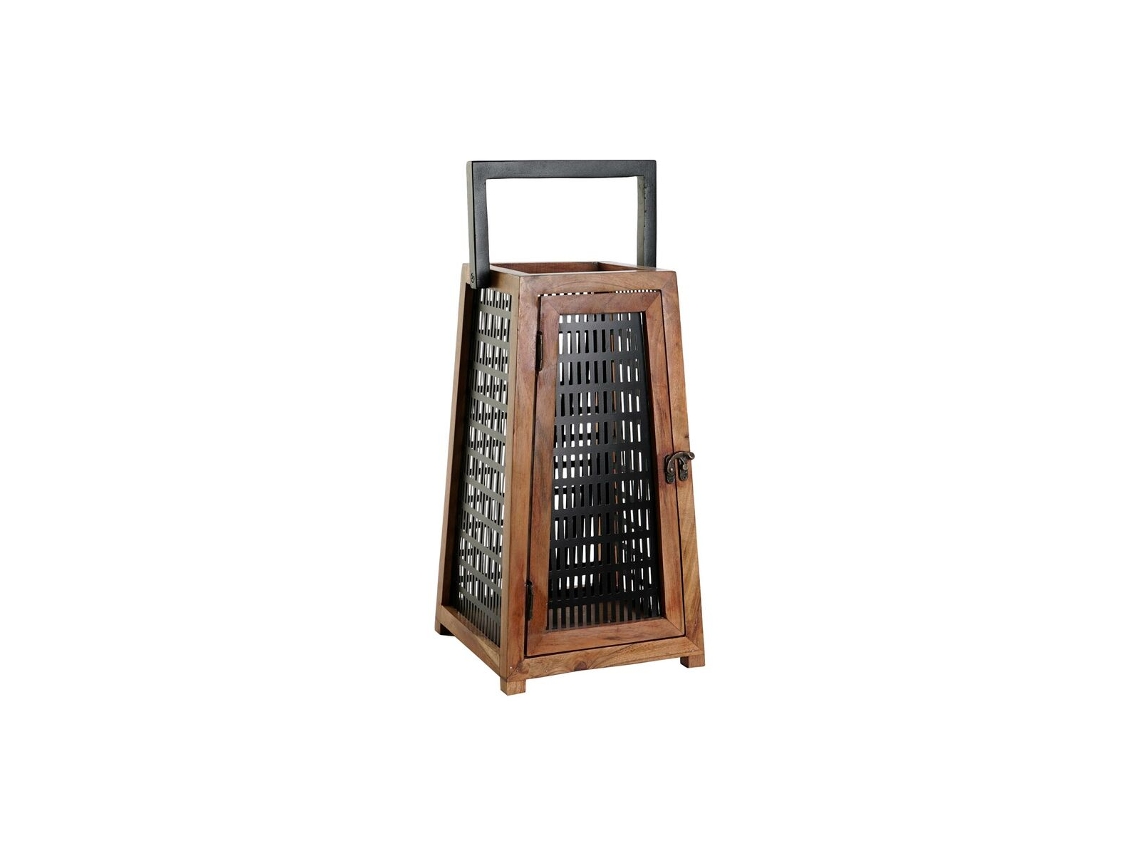 Castiçais DKD HOME DECOR Preto Natural Metal Madeira de Mangueira 20 X 20 X 38 Cm