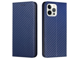 Capa Em Couro Pu Magnético Com Suporte Para Apple Iphone 16 Pro - Azul
