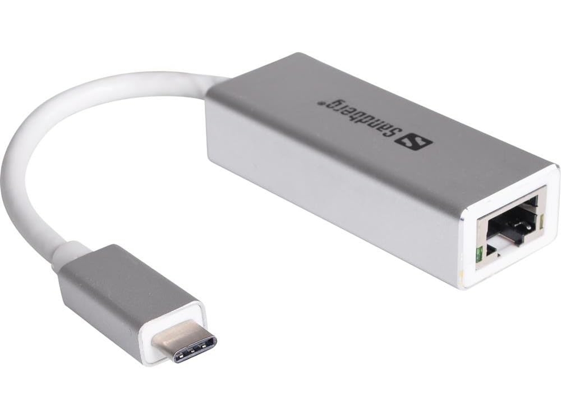 Adaptador de Rede Gigabit Usb c Sandberg, Conexão Usb c, Ethernet para Lan, Usb 3.0, Conector Rj45 Usb, Compat