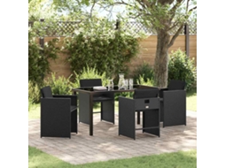 Vidaxl Conjunto De Jantar Para Jardim 5 Unid. Preto Vime Pe