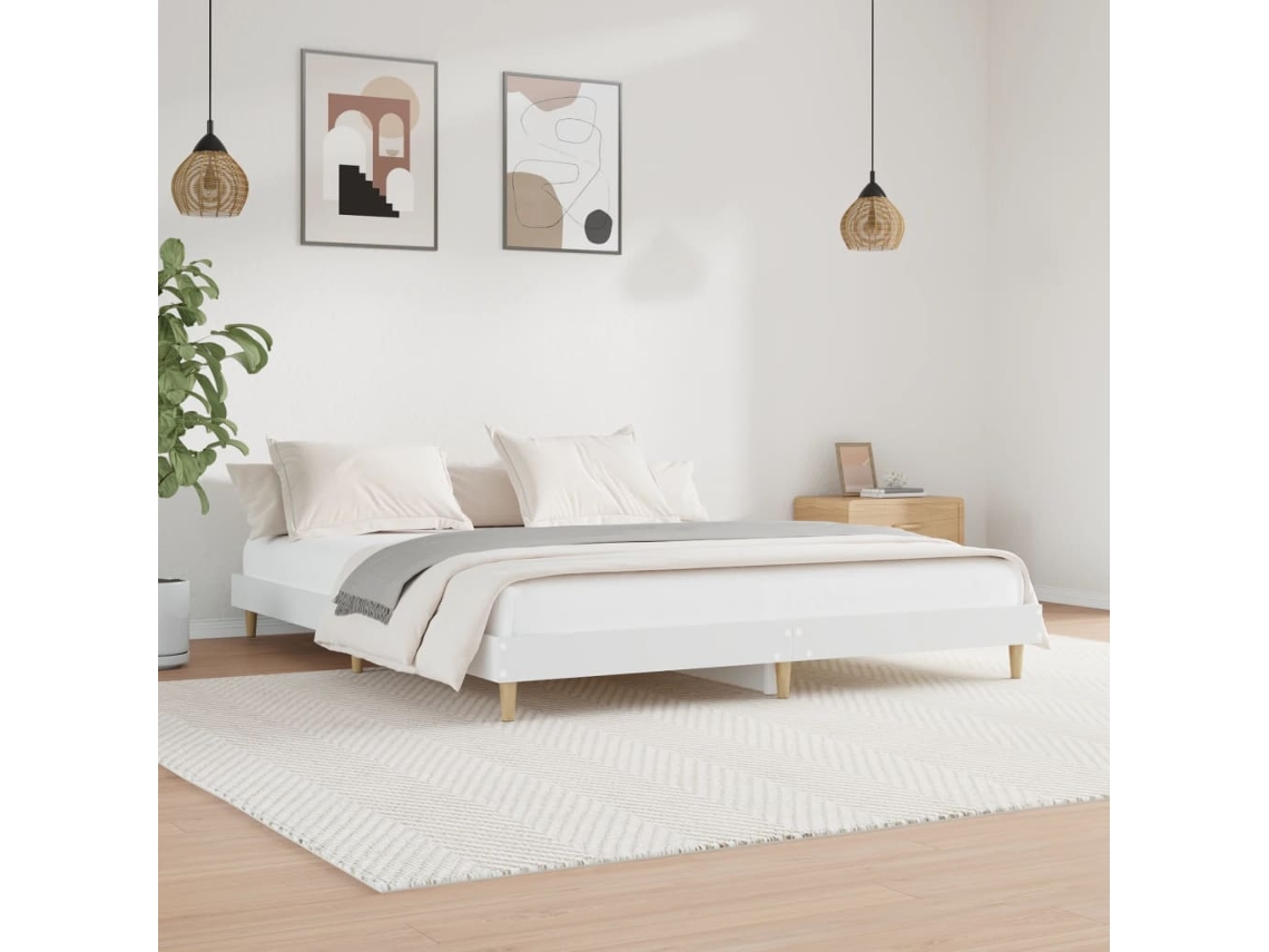 Estrutura De Cama 140x200 Cm Derivados De Madeira Branco