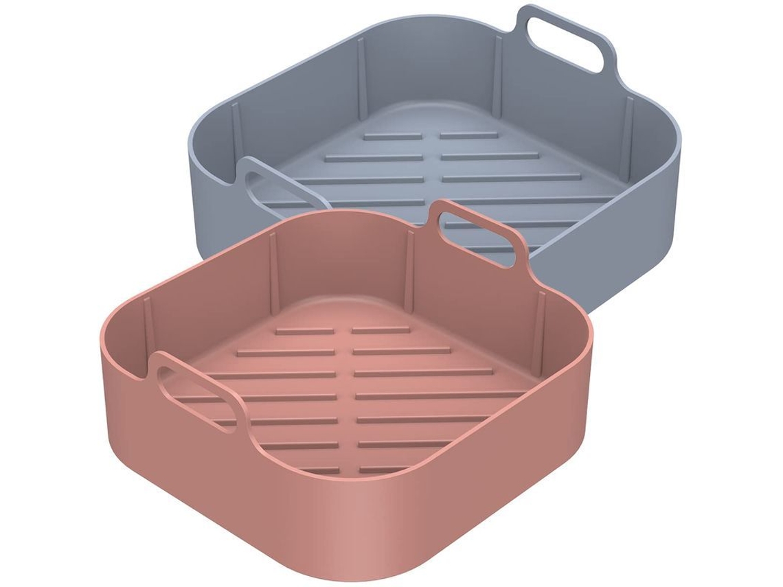 2026 2 Peças de Panela de Silicone para Air Fryer com Alça Reutilizável Liner Quadrado Resistente Ao Calor