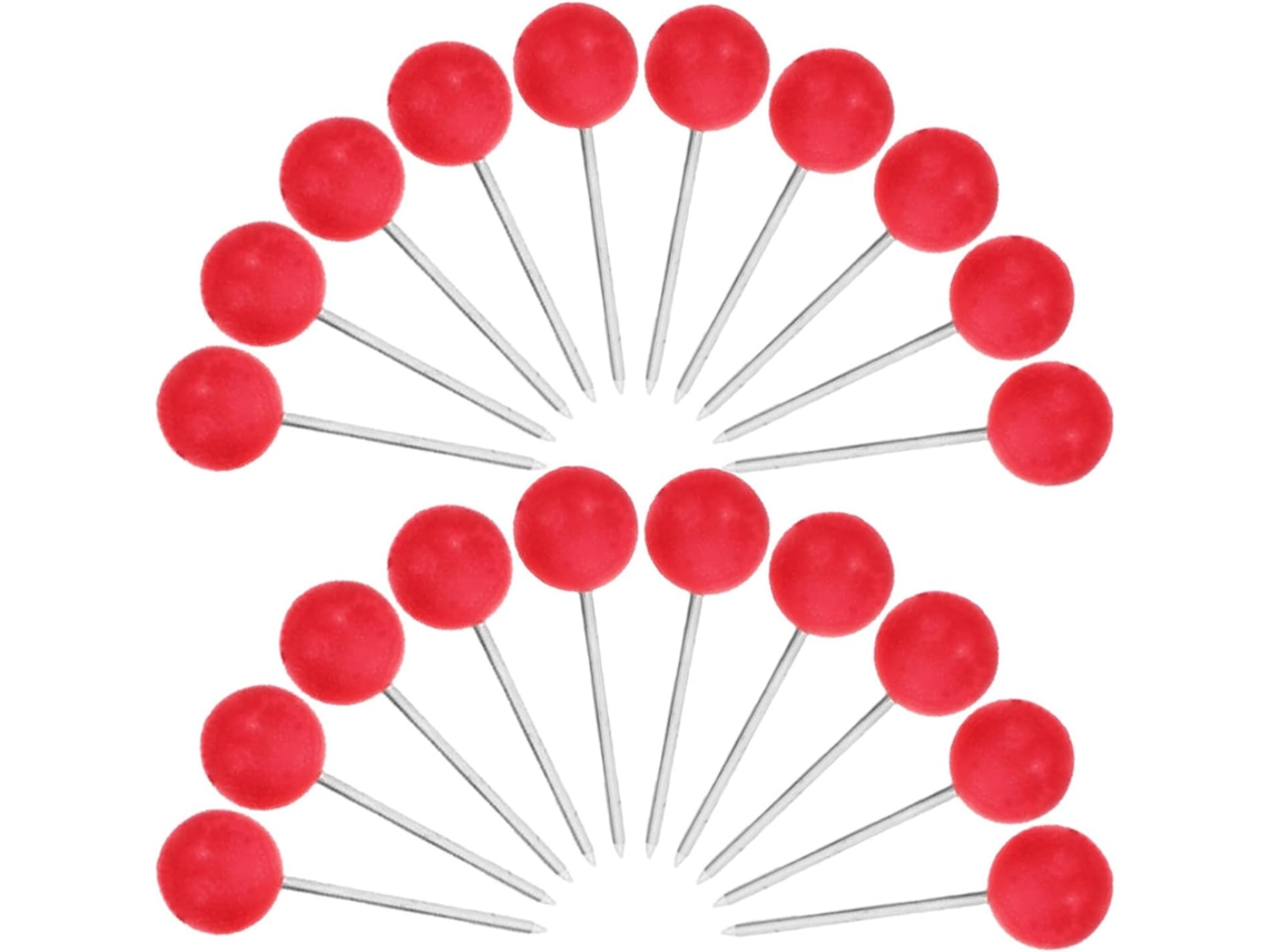 100 tachinhas reutilizáveis para mapas com cabeças redondas de plástico e pinos de aço inoxidável, ideais para mesas.