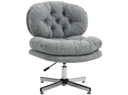 Cadeira De Escritório Sem Braços, Cadeira De Mesa Confortável Com Assento Acolchoado E Altura Ajustável, Cinza