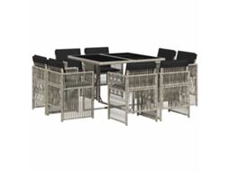 Conjunto de 9 Jantar para Jardim com Almofadões Cinzento Claro MAISON EXCLUSIVE
