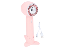 Ventilador Portátil Usb Recarregável 2000mah Rosa Viagem Mesa