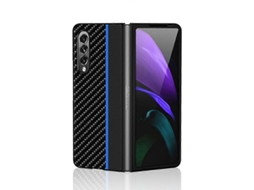 Capa De Couro Com Textura De Fibra De Carbono E Emendas À Prova De Choque Para Samsung Galaxy Z Fold3 5g (vermelha)