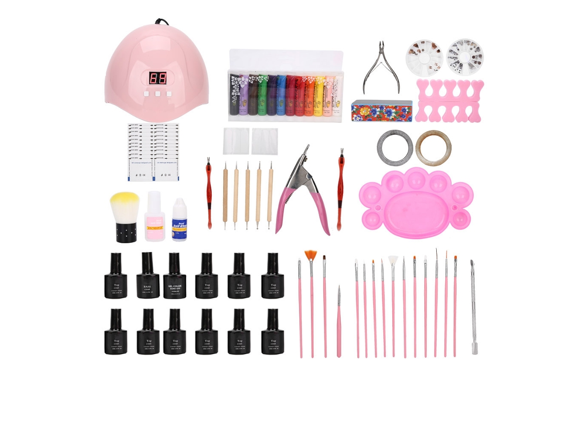 Kit De Esmalte De Gel Para Uñas Com Lâmpada Uv Secadora E Ferramentas De Manicura