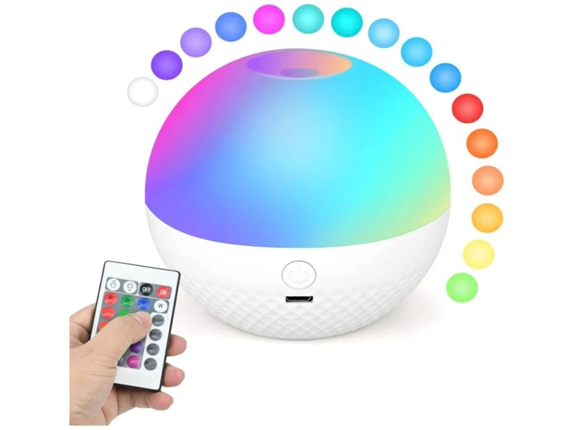 Luz Noturna Infantil Yizhood Pgd 01 Touch Led Com Controle Remoto 16 Mudanças De Cor Brilho Ajustável Usb Recarregável Branco