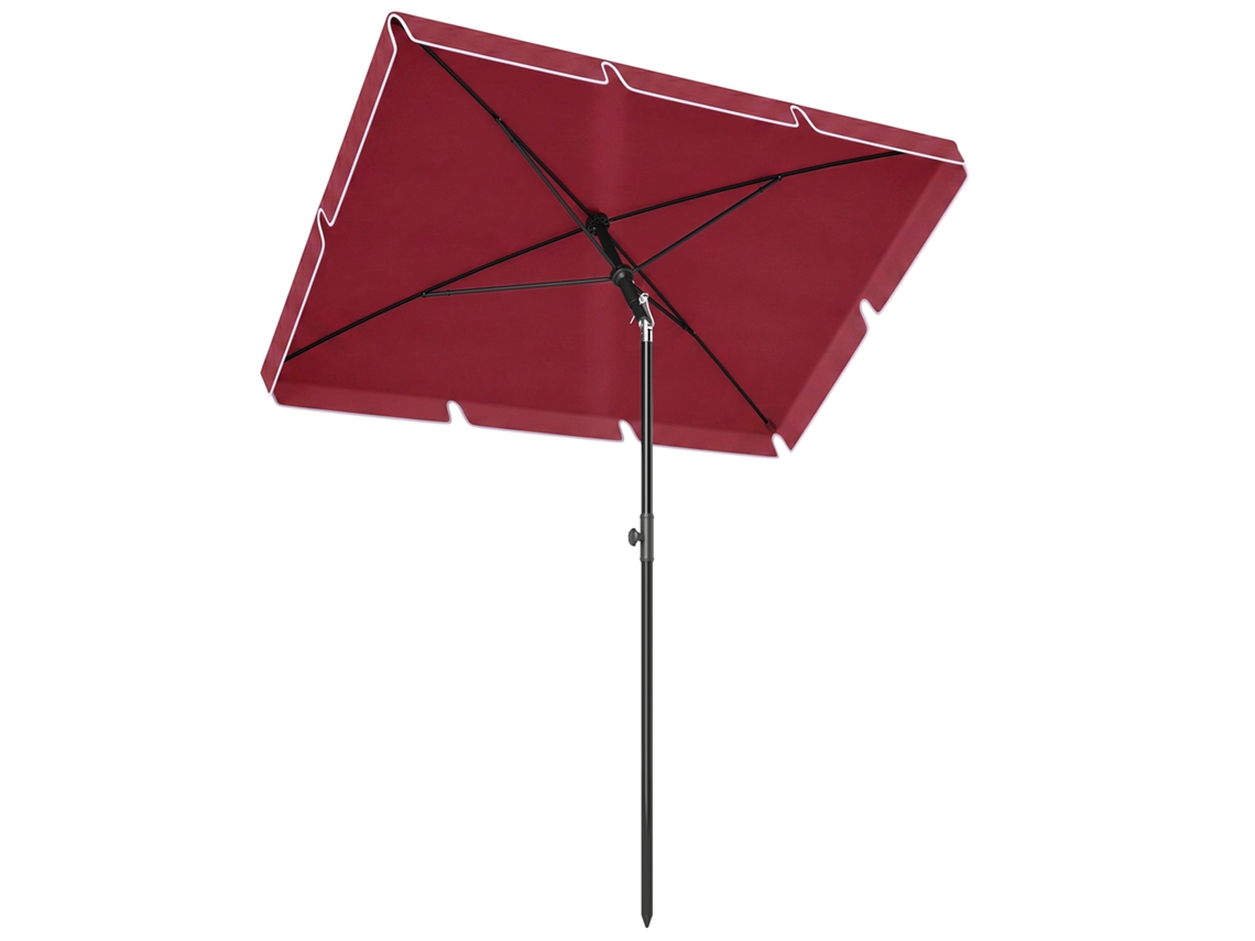 Guarda-sol De Jardim Retangular 2x2,4 M Com Inclinação Ajustável, Vermelho E Preto