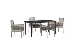 Conjunto de Jantar para Jardim 5 Pcs Cinzeto Vime Pe MAISON EXCLUSIVE