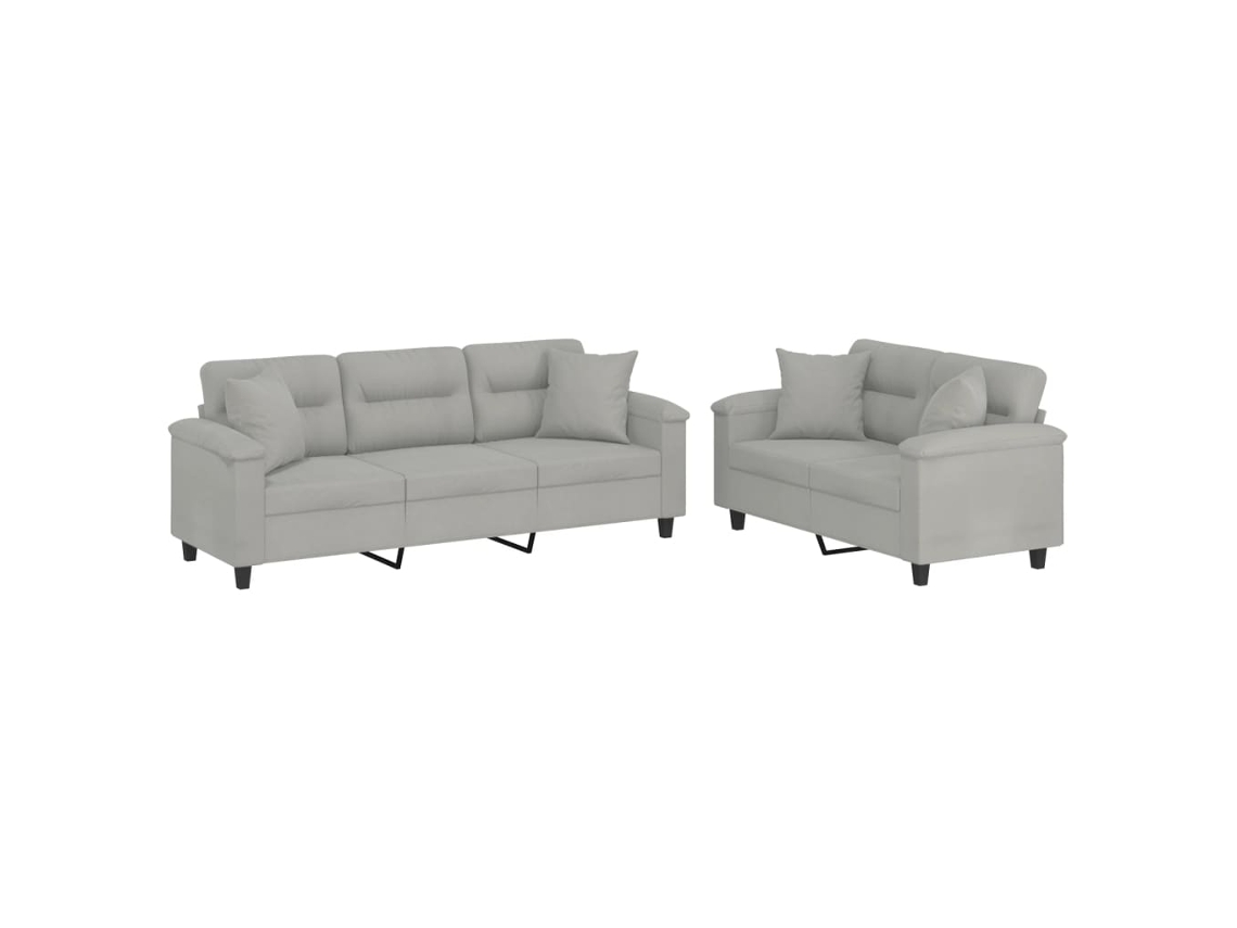 Conjunto De Sofás Vidaxl Cinzeto Microfibra (210 X 77 X 80 Cm)