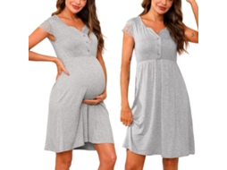 Nachthemd Com V-neck - Amamentes - Fitas - Manto Suave - Algodão/elastano - Respiração/confortável - Ideal Para Pré-mamas - Roupas De Noite