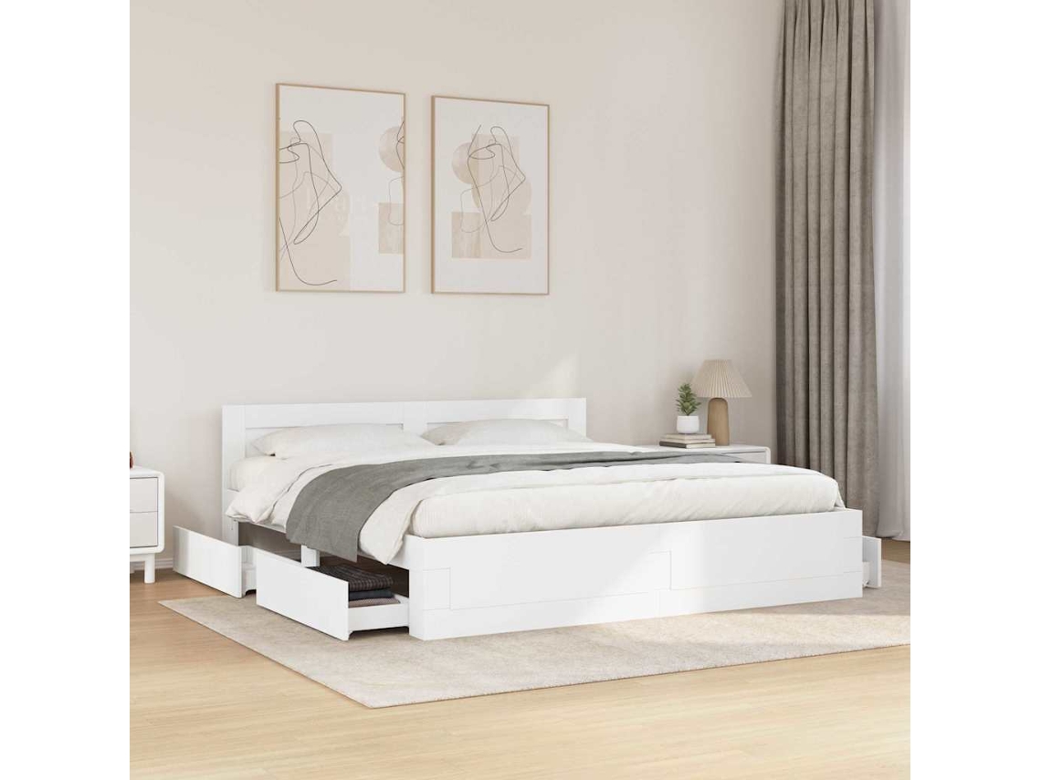 Vidaxl Estrutura Da Cama Branco 193 X 203 Cm Derivados De Madeira