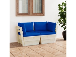 Vidaxl Sofá Paletes 2 Lugares P/ Jardim C/ Almofadões Madeira De Abeto