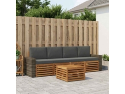 Vidaxl Conjunto De Sofás Para Exterior 5 Unid. Natural E Antracite