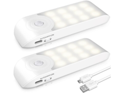 Luz noturna LED recarregável Slowmoose com sensor de movimento e fita adesiva magnética (pacote com 2)