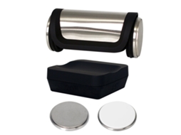 Kit de afiador de facas de metal com base magnética e disco esmeralda para afiar facas de cozinha.