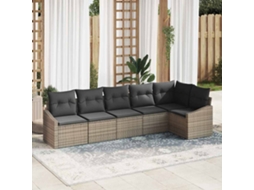 Vidaxl Conjunto De Sofá De Jardim 6 Unid. Cinzeto Vime Pe