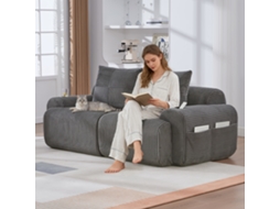 Sofá Modular Cotelê Veludo para 2 Lugares, Embalado a Vácuo, Combinável, Porta-copos, Bolsas Laterais, Cinza Escuro.