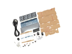 Kit de Relógio Led Digital Diy de 4 Dígitos com Controle de Luz, Temperatura, Data e Hora e Estojo Transparente S/MARCA
